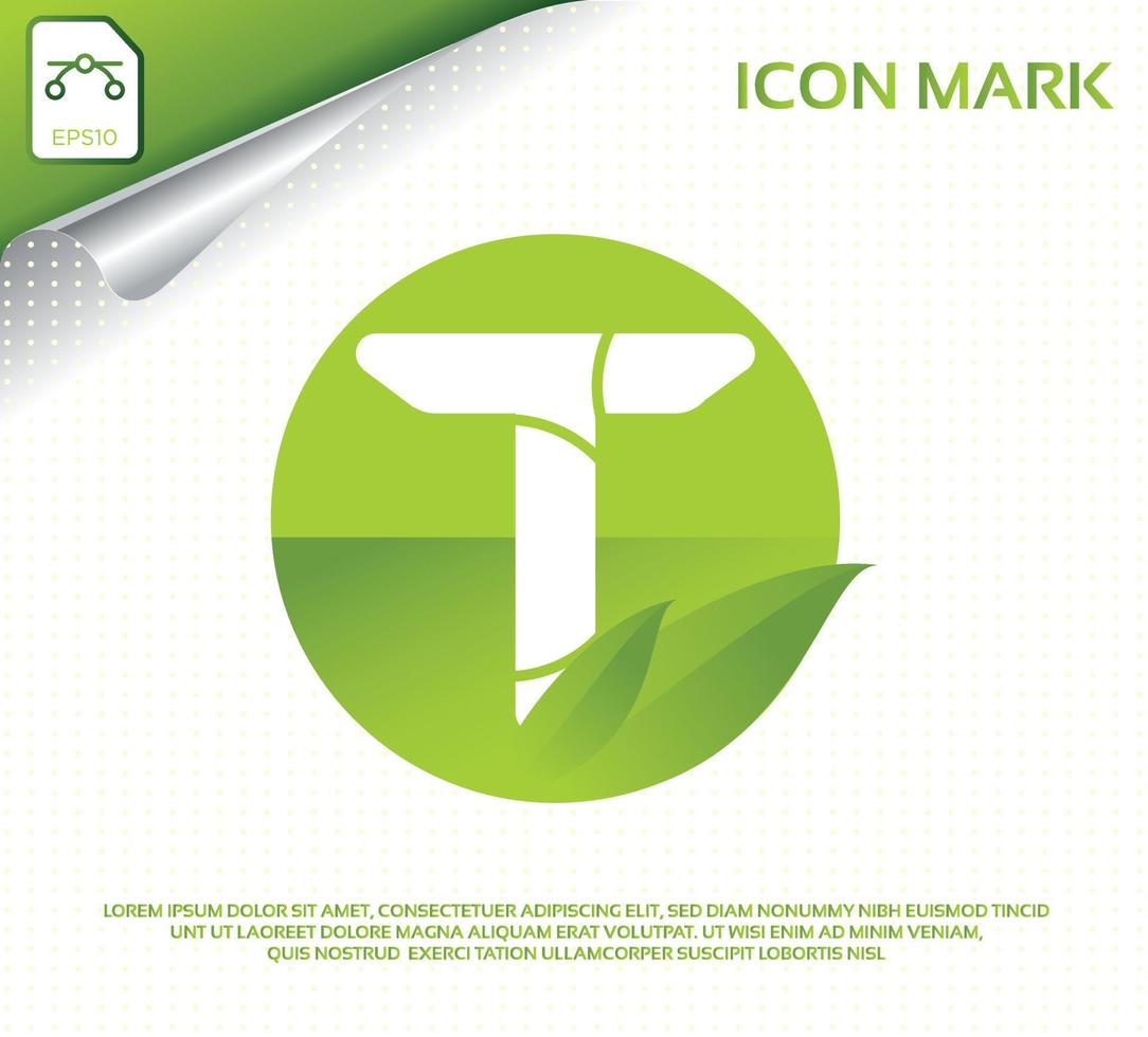 kreativ bokstav t och modern gröna blad logotyp design vektor