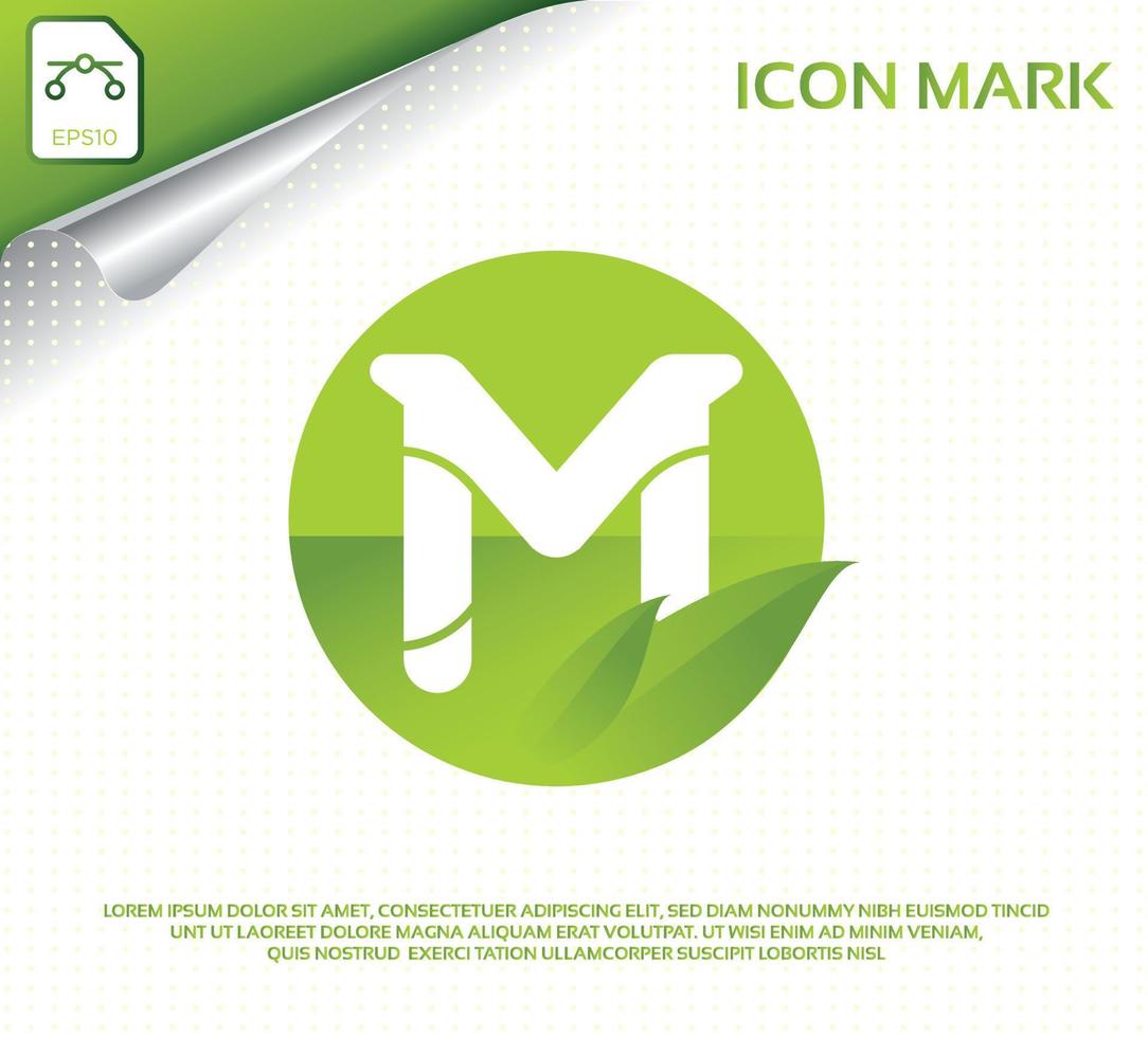 kreativa bokstaven m och modern gröna blad logotyp design vektor