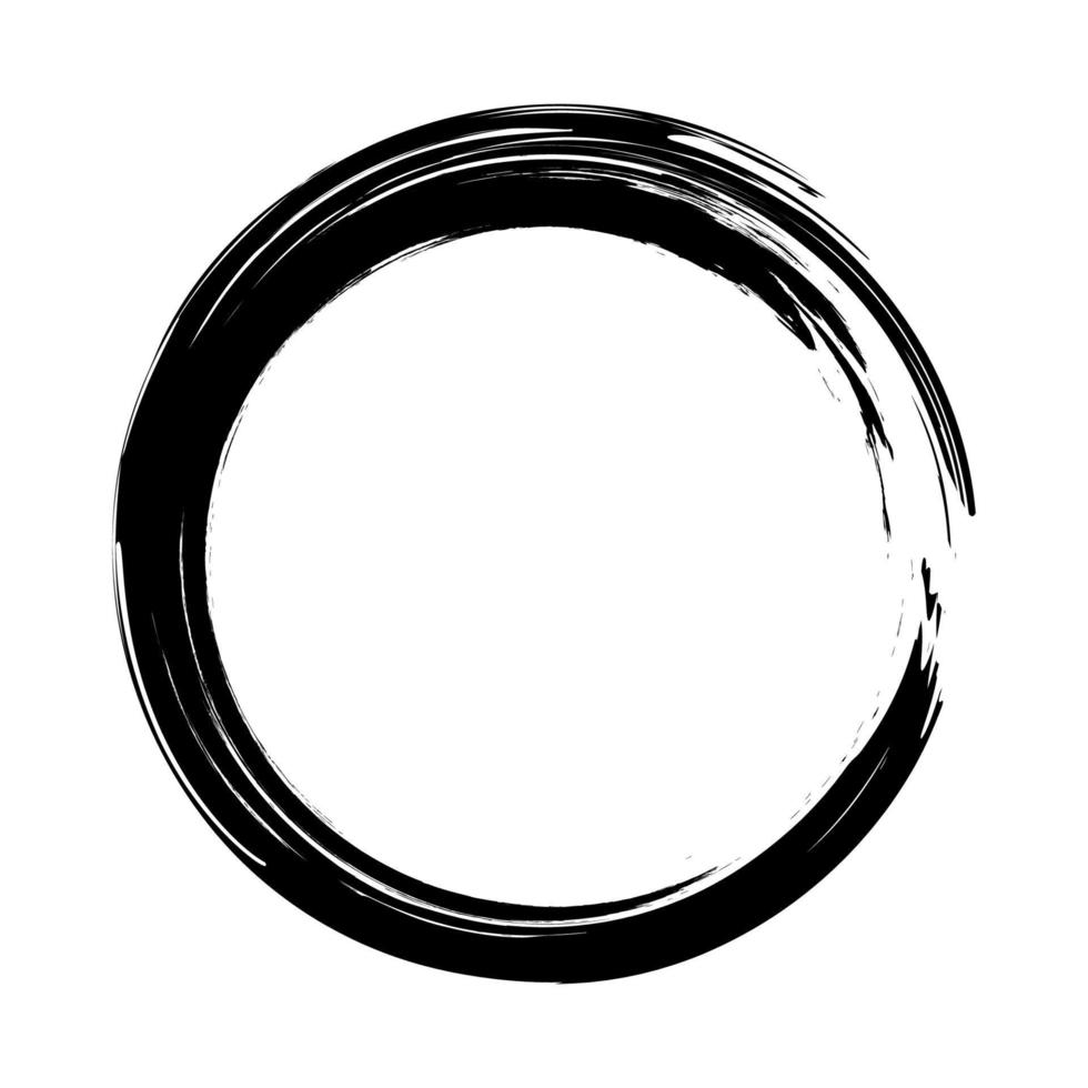 penseldrag cirklar av färg på en vit bakgrund. bläck handritad borste cirkel. logotyp. vektor