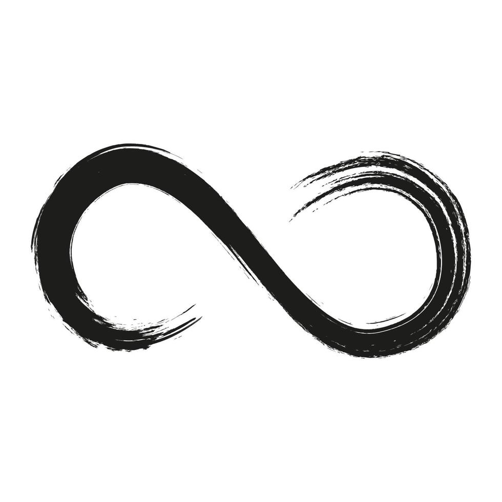 Grunge-Unendlichkeitssymbol. handbemalt mit schwarzer Farbe. Pinselstrich vektor