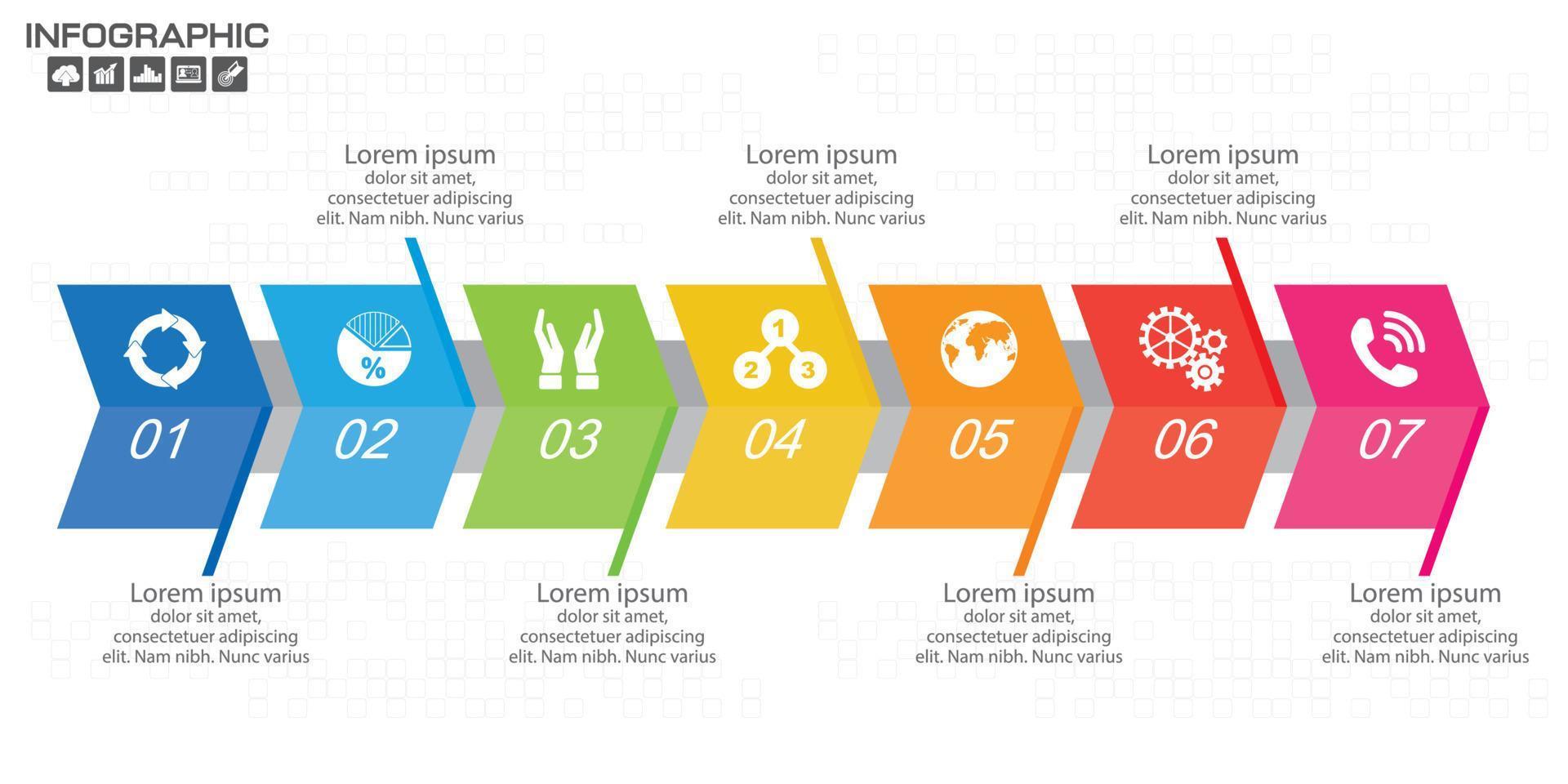 Geschäftskonzept mit Optionen, Teilen, Schritten oder Prozessen. kann für Workflow-Layout, Diagramm, Zahlenoptionen, Webdesign verwendet werden. vektor