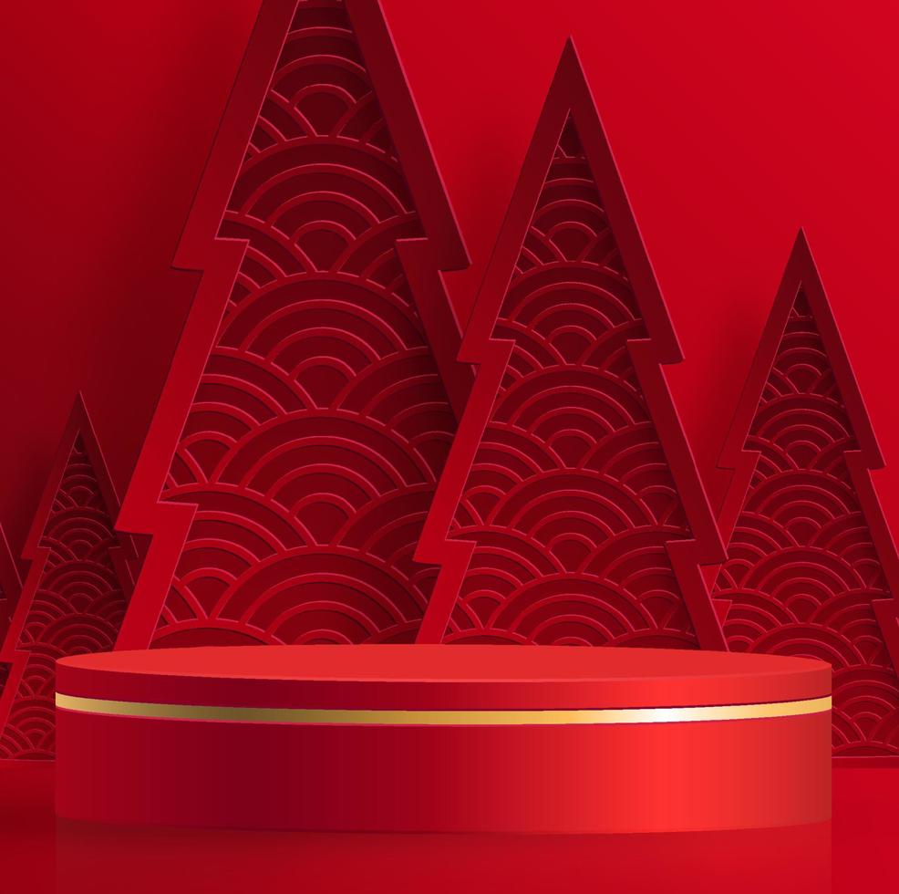 3D-Podium im runden Bühnenstil, für frohe Weihnachten und ein gutes neues Jahr vektor