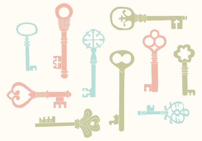 Handgezeichnete Vintage Key Vectors