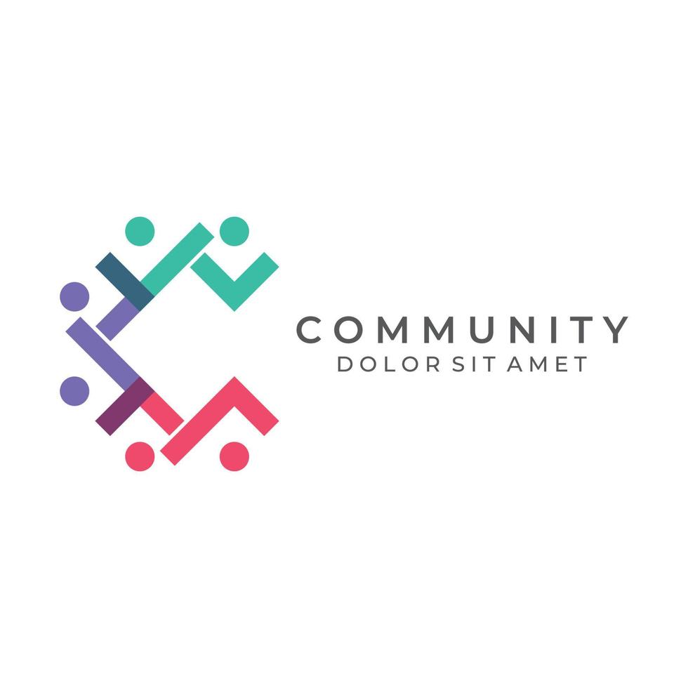 community logo , community network und people check.logos für Teams oder Gruppen , Kindergärten und Firmen. mit Vektorillustrationsbearbeitung. vektor