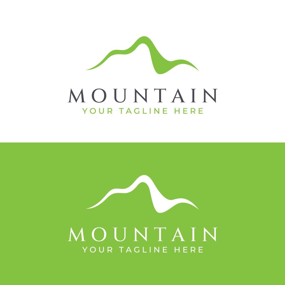 Blick auf die Berglandschaft, minimalistisches Design. Logo für Fotografen, Kletterer und Abenteurer. Bearbeiten mit Vektorillustration. vektor