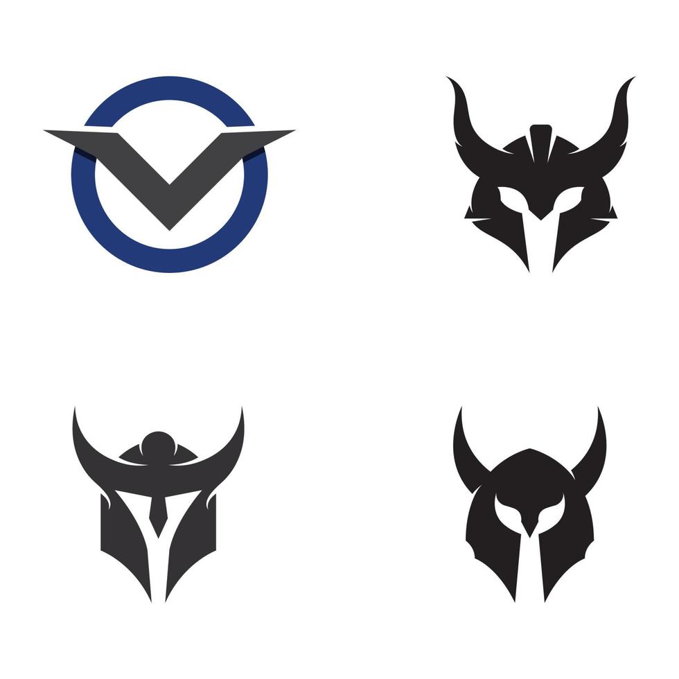 Wikinger-Kriegerhelm-Logo mit gehörntem Helm und Wikinger mit dem Buchstaben V. Das Logo kann für Boote, Sport und andere verwendet werden. vektor