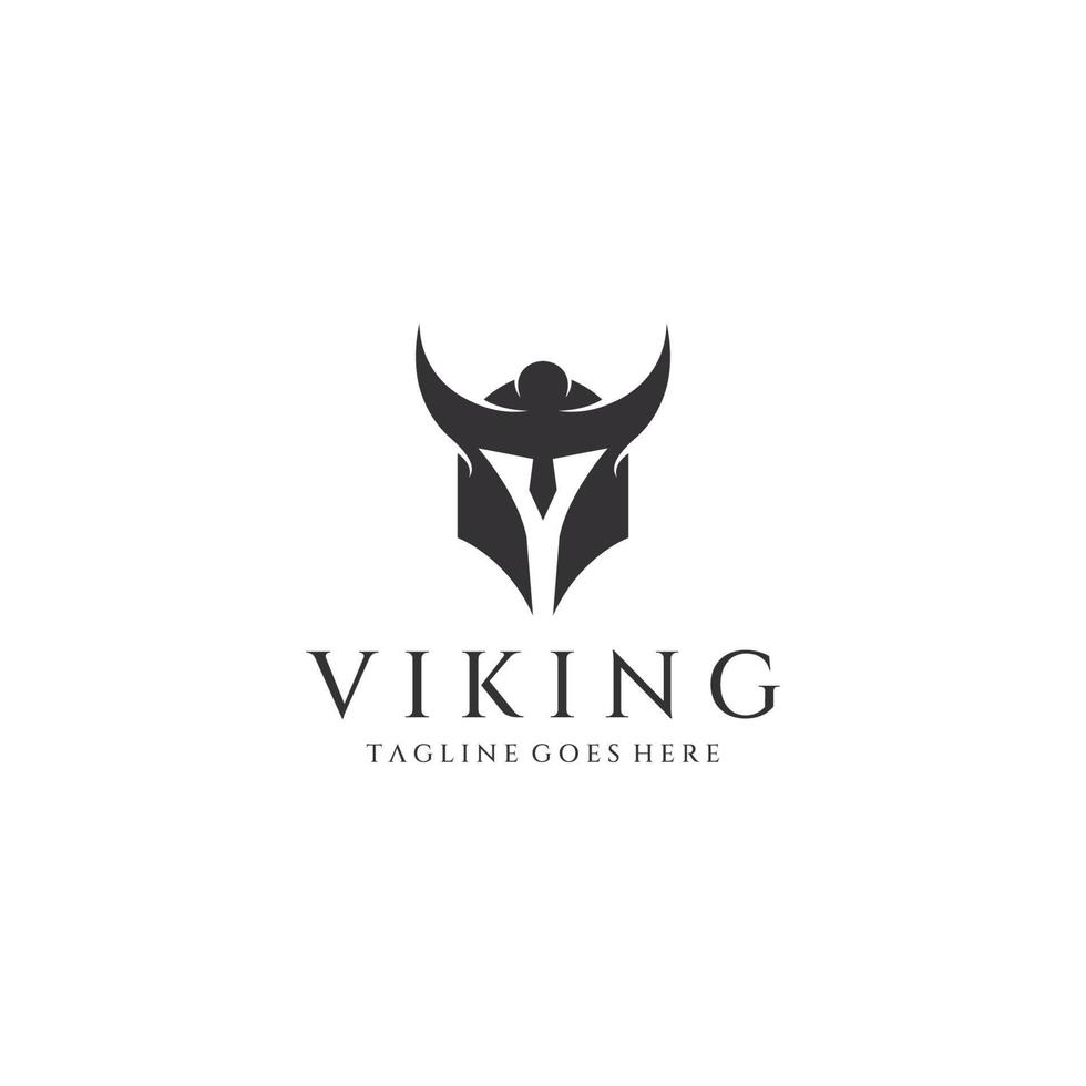 viking warrior hjälm logotyp med behornad hjälm och viking med bokstaven v. logotypen kan användas för båtar, sporter och annat. vektor