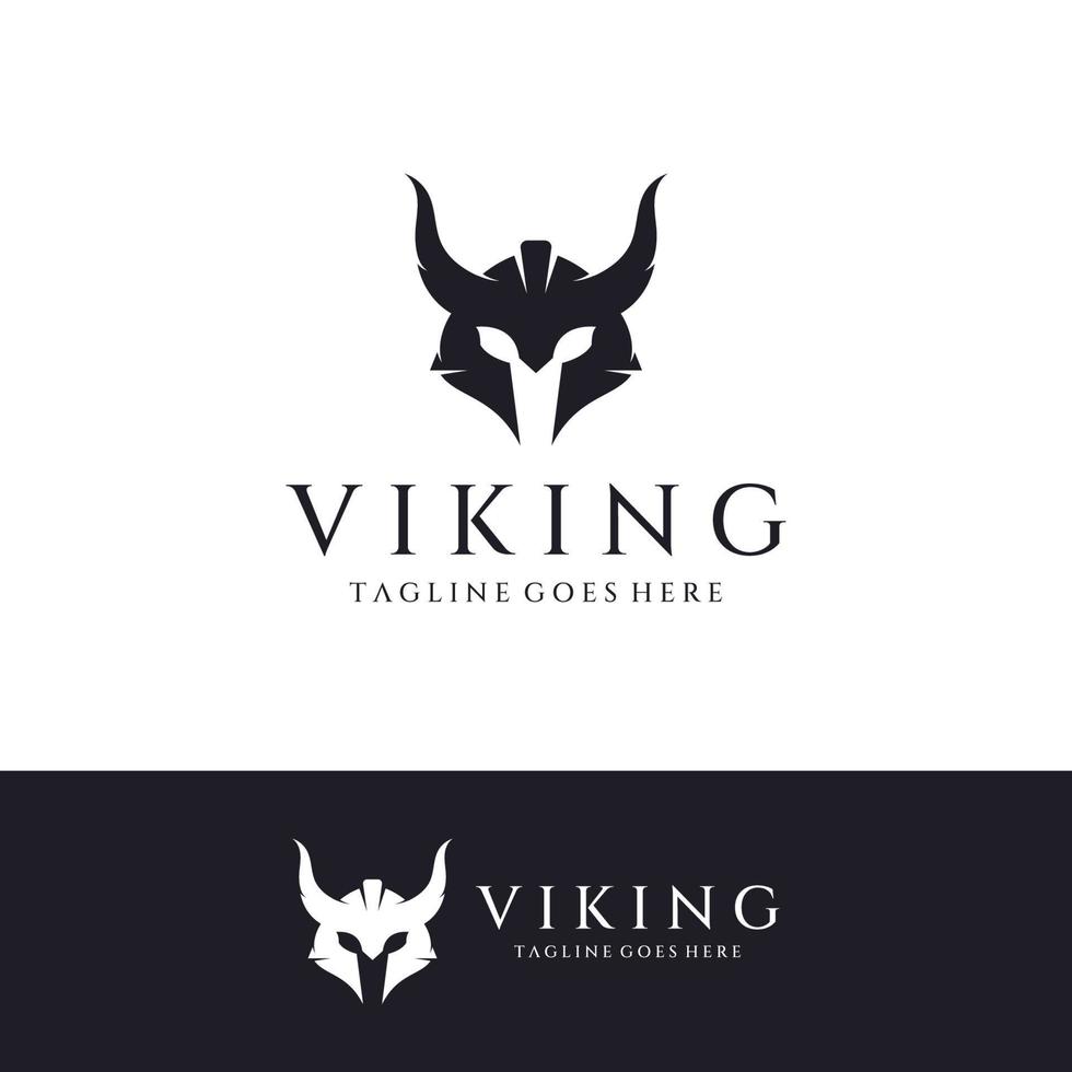 Wikinger-Kriegerhelm-Logo mit gehörntem Helm und Wikinger mit dem Buchstaben V. Das Logo kann für Boote, Sport und andere verwendet werden. vektor