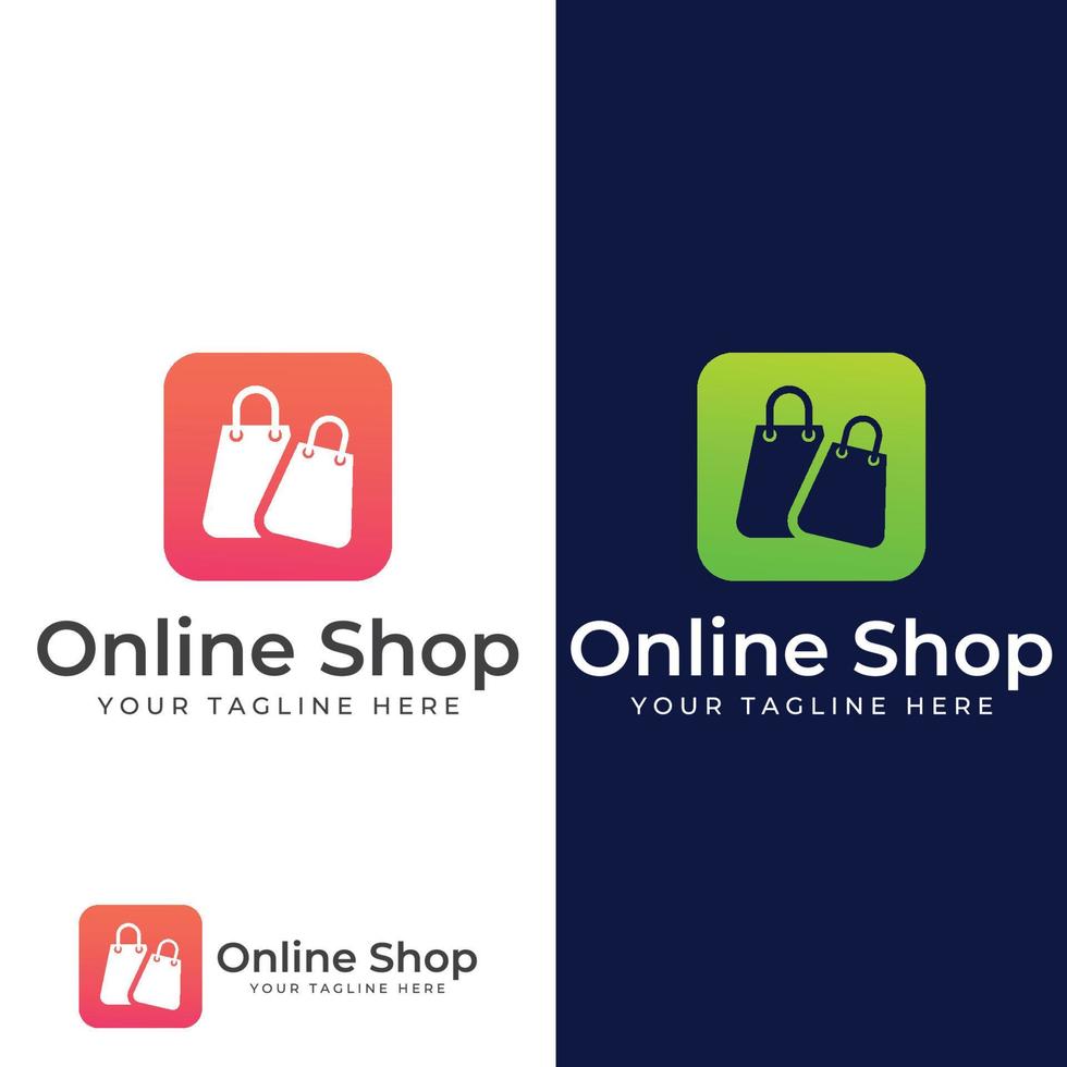 shoppingväska och online shopping cart logo.logo lämplig för försäljning, rabatt, shop.with vektor illustration redigering.