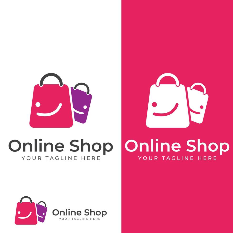 shoppingväska och online shopping cart logo.logo lämplig för försäljning, rabatt, shop.with vektor illustration redigering.