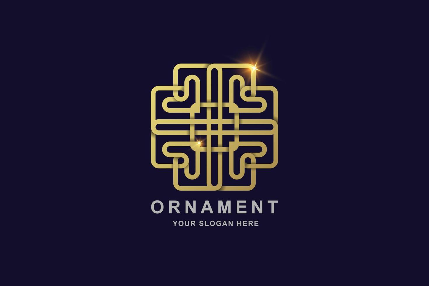 Luxus-Ornament-Linienkunst-Logo-Vorlage in Goldfarbe vektor
