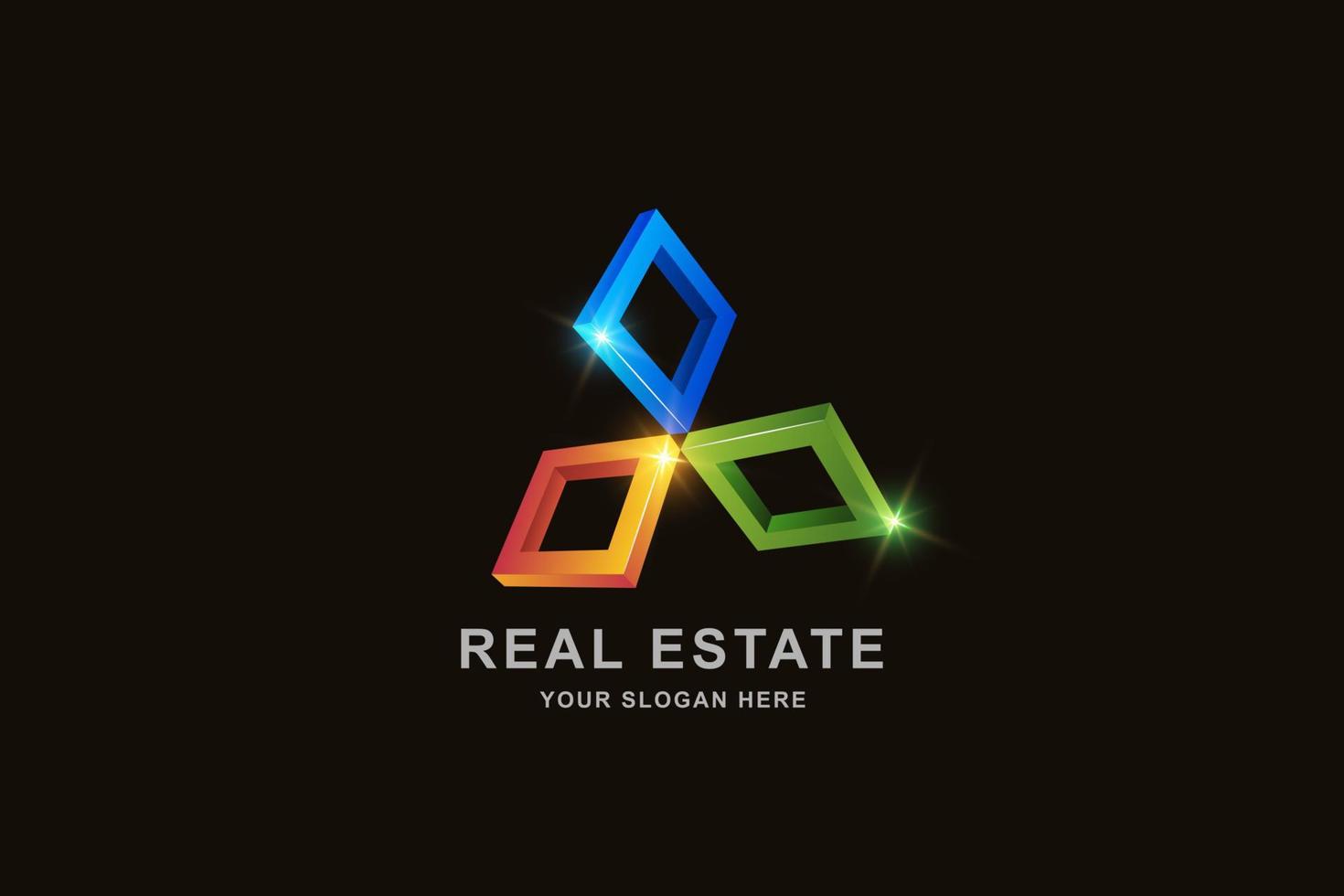 immobilien- oder bau-3d-rahmen-quadratische-logo-design-vorlage vektor