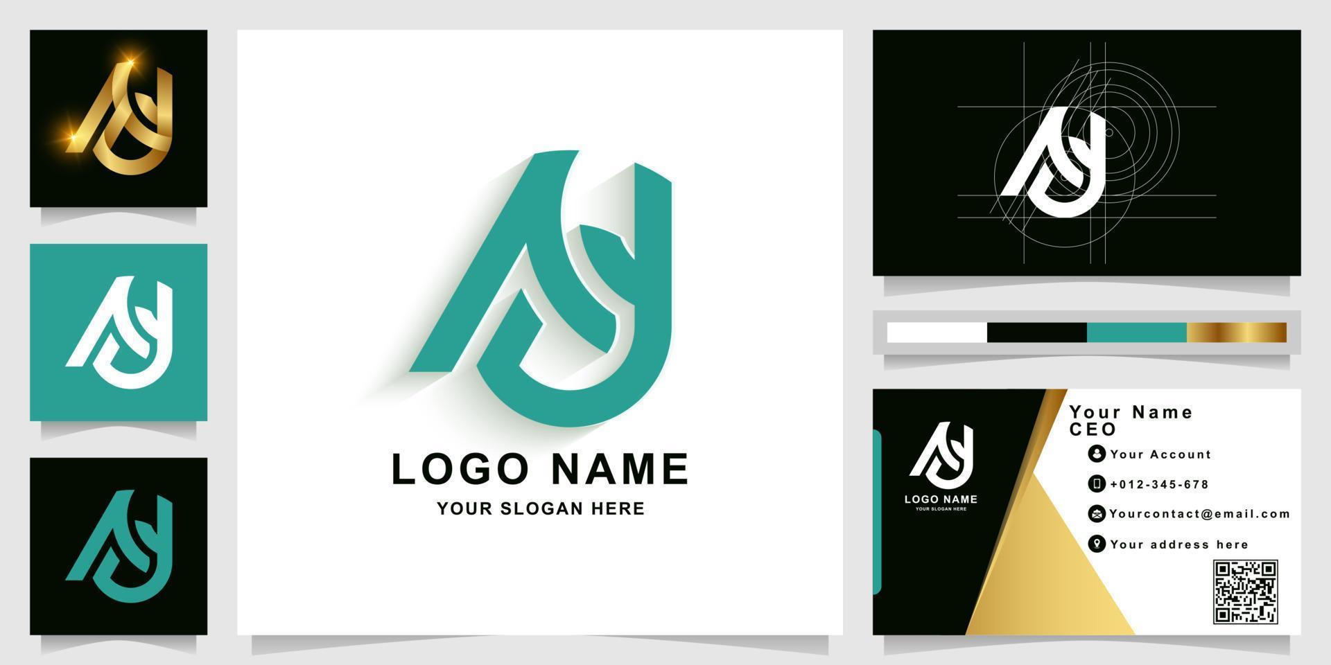 Briefanzeige oder nd-Monogramm-Logo-Vorlage mit Visitenkarten-Design vektor