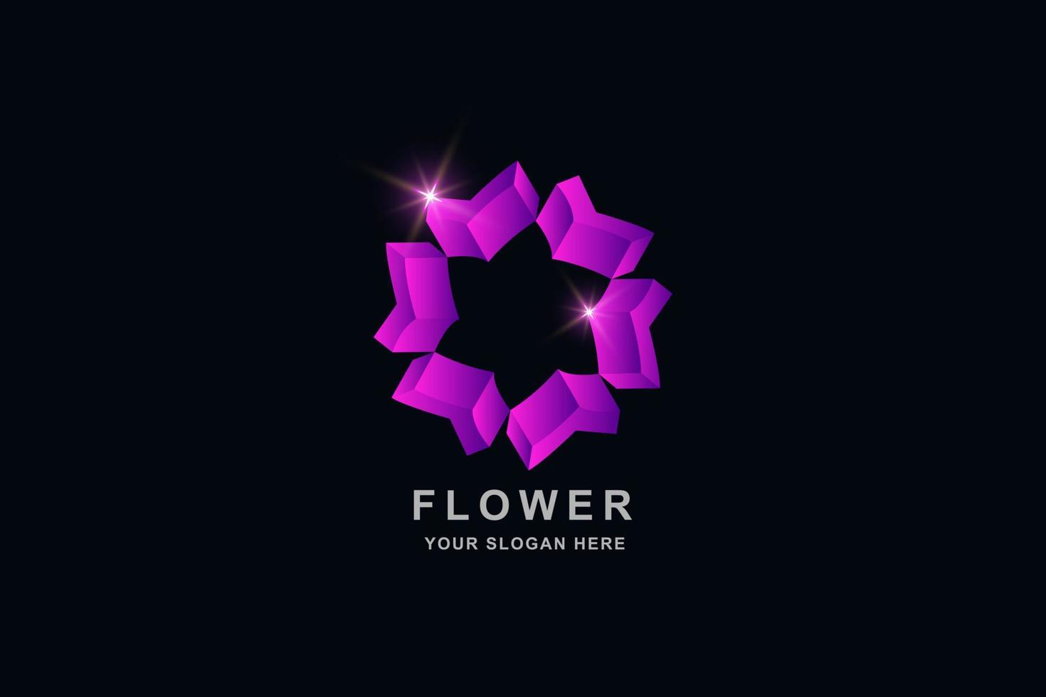 3D-Blume oder Teamwork-Logo-Design-Vorlage Logo-Design-Vorlage vektor