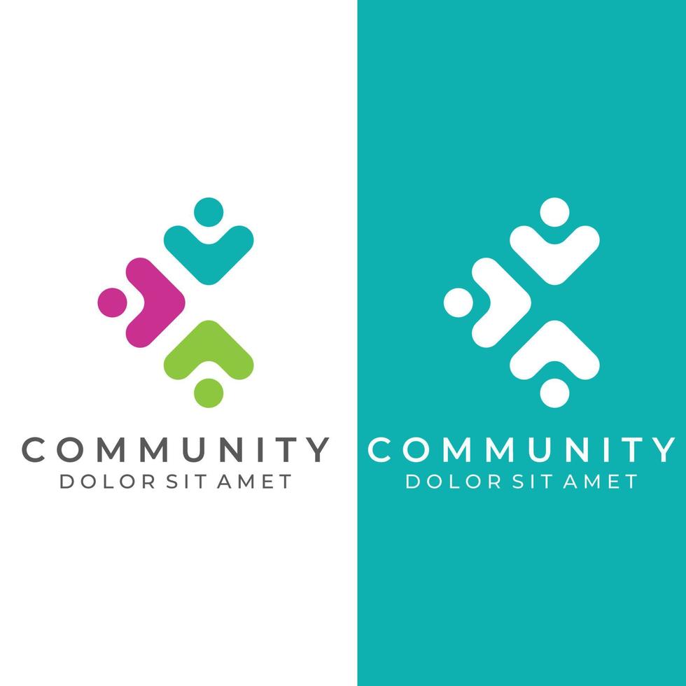 community logo , community network und people check.logos für Teams oder Gruppen , Kindergärten und Firmen. mit Vektorillustrationsbearbeitung. vektor