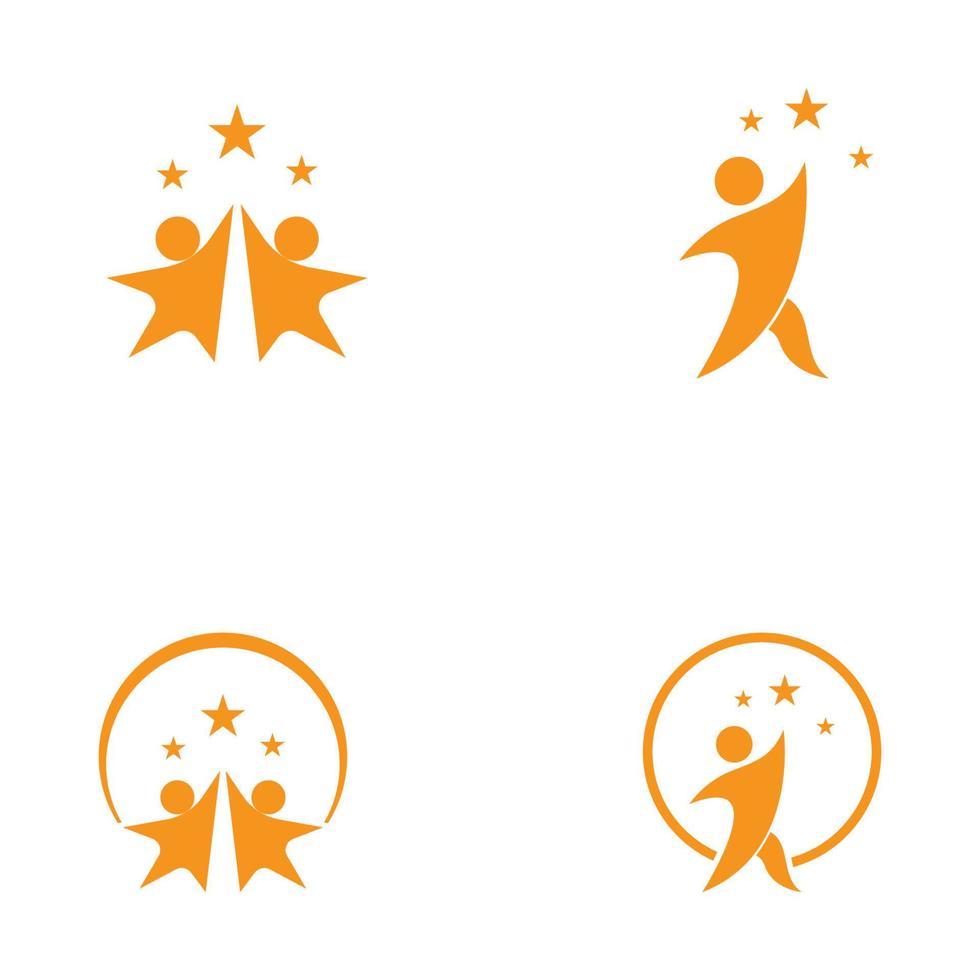 gesundes Leben Sterne Menschen Erfolg Logo Vorlage Vektor