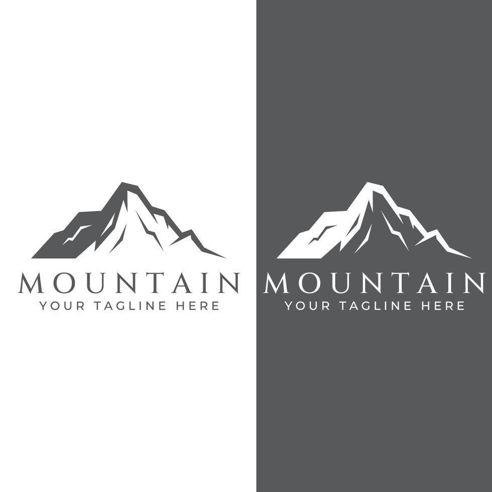 Blick auf die Berglandschaft, minimalistisches Design. Logo für Fotografen, Kletterer und Abenteurer. Bearbeiten mit Vektorillustration. vektor