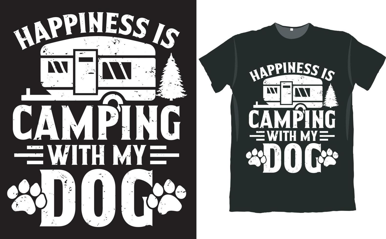 Glück ist Camping mit meinem Hunde-T-Shirt-Design vektor