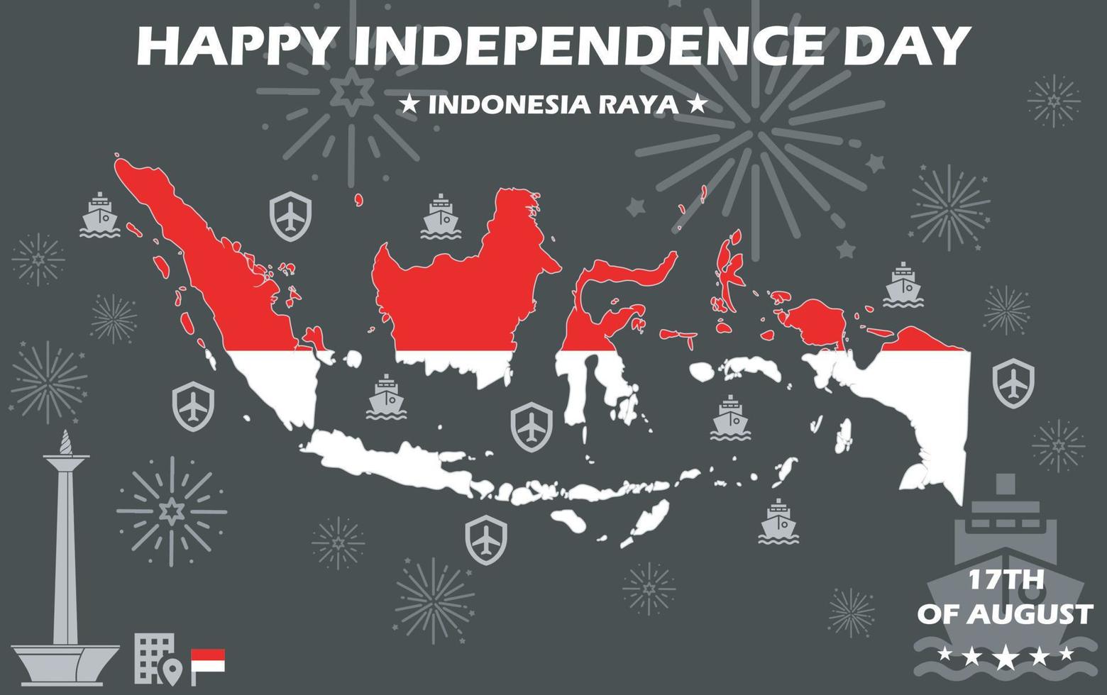 Indonesiens självständighetsdagens enkla vektor platt design