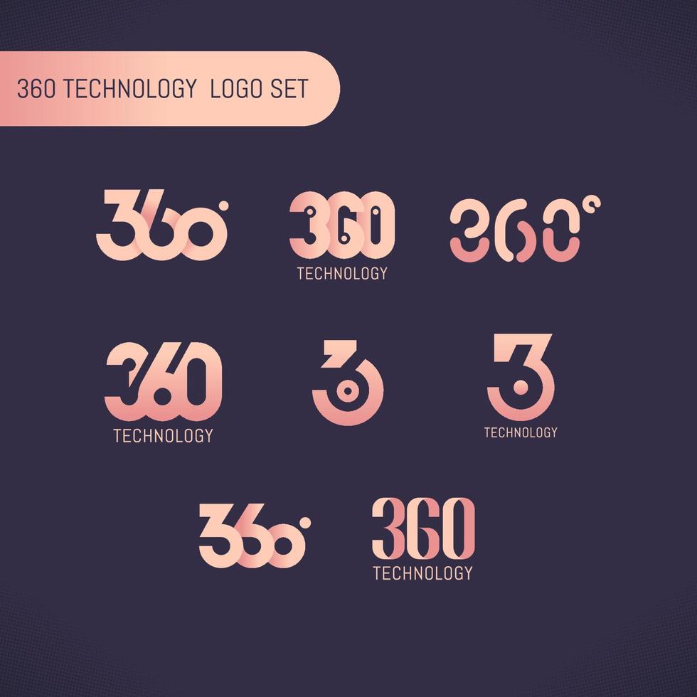 360-Grad-Technologie-Logo-Set vektor