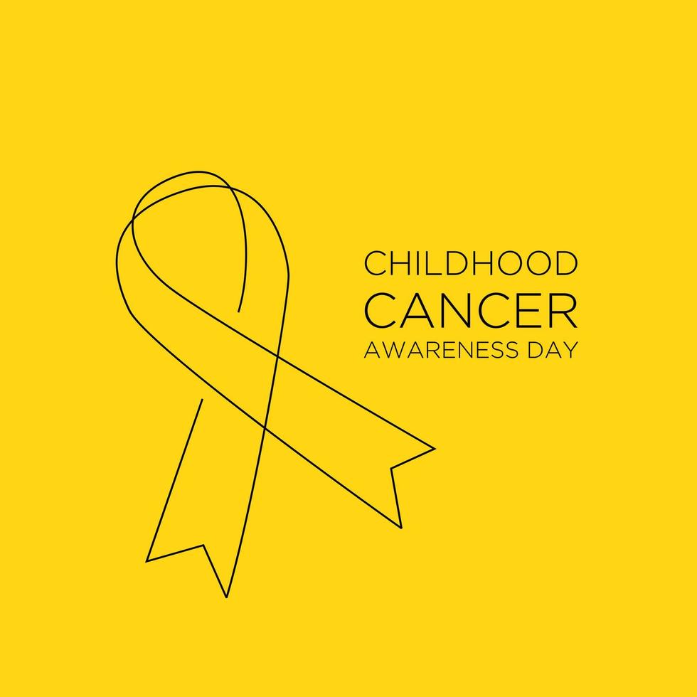 internationella barncancerdagen gult band banner med kontinuerlig linje vektor