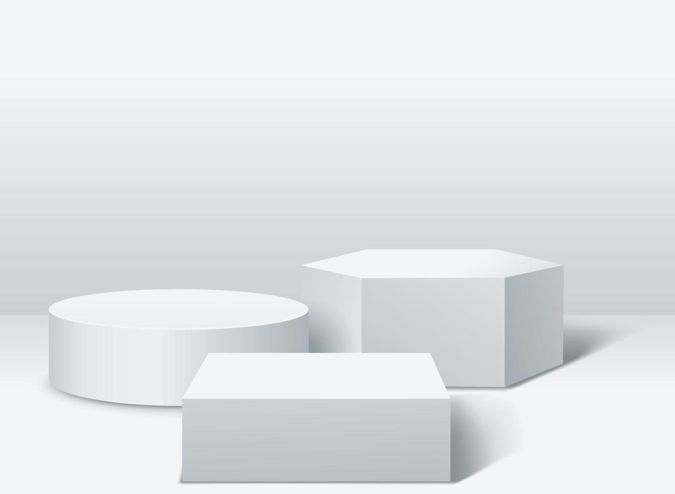 3 verschiedene Mockup-Podien für die Produktpräsentation auf weißem Hintergrund vektor