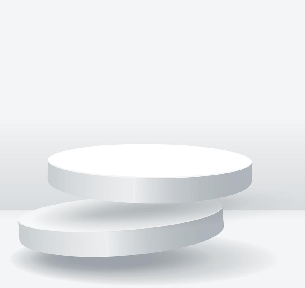 minimales schwimmendes zylindrisches podium für die produktpräsentation auf weißem farbhintergrund vektor