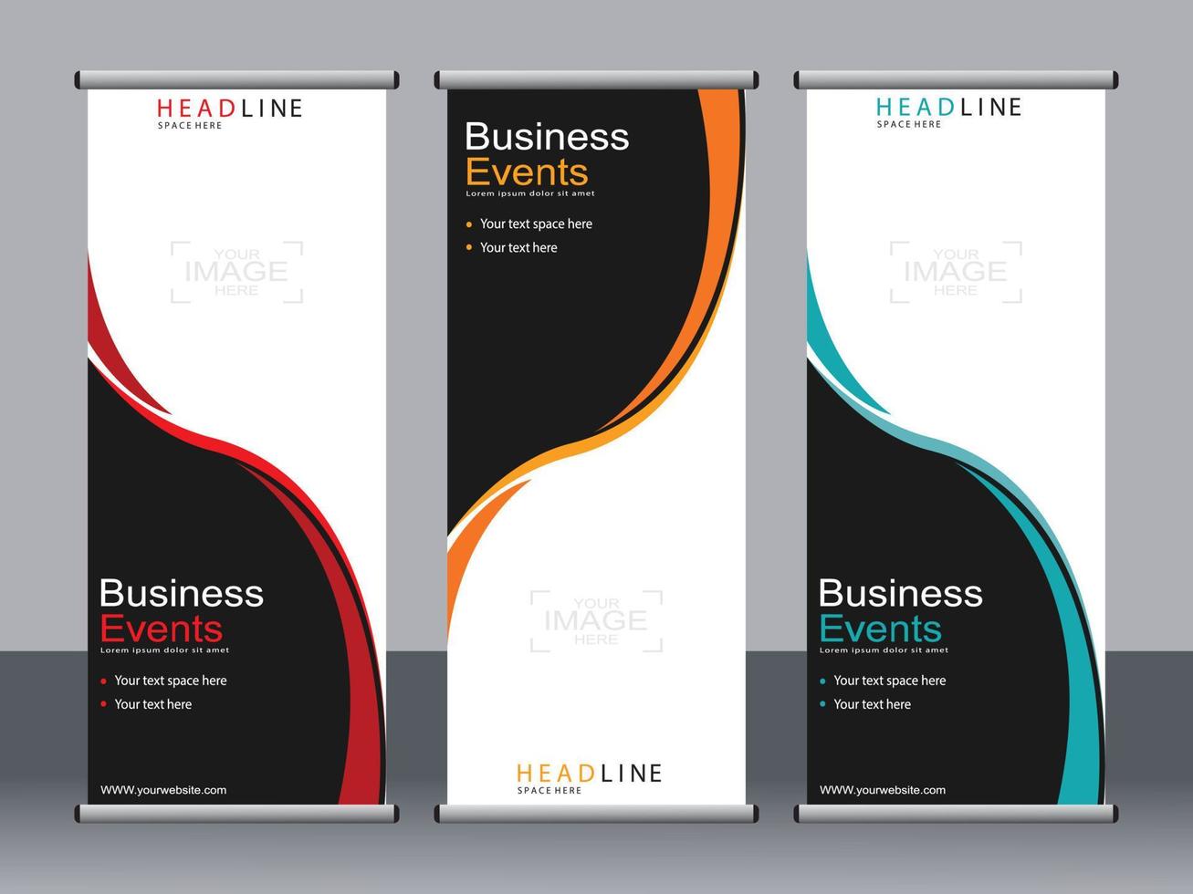 business banner roll up set standee banner mall. vektor