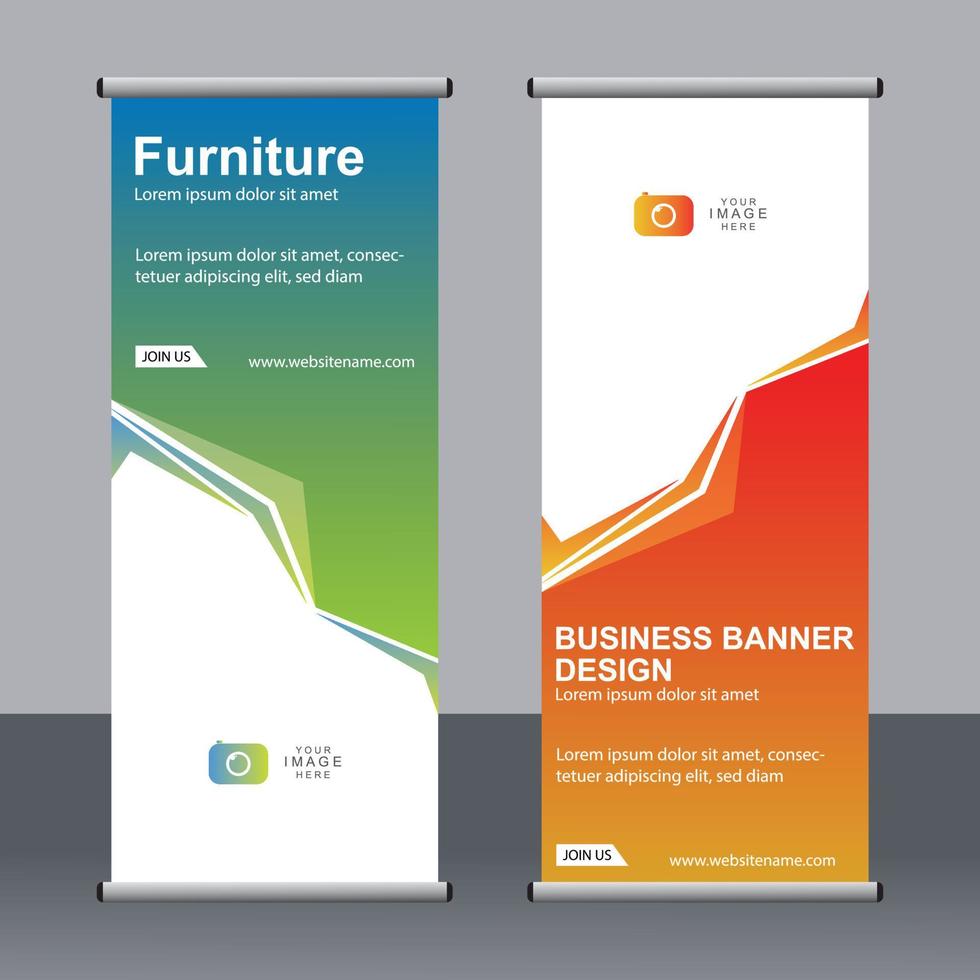 Business-Banner-Roll-up-Set Standee-Banner-Vorlage. vektor