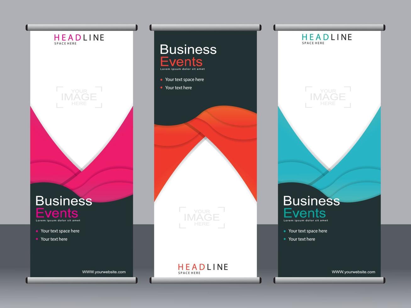 Business-Banner-Roll-up-Set Standee-Banner-Vorlage. vektor