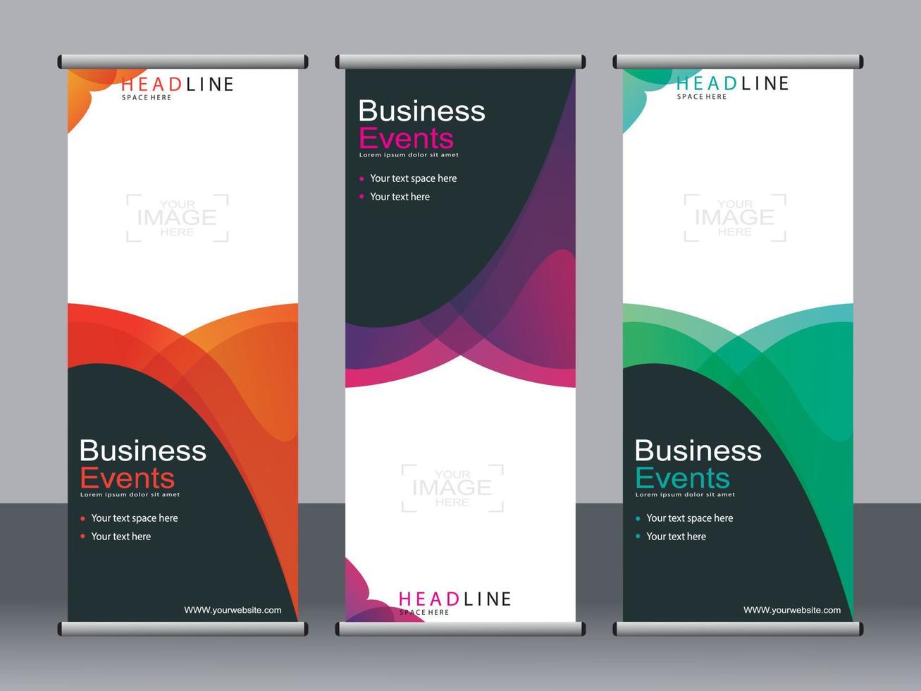 Business-Banner-Roll-up-Set Standee-Banner-Vorlage. vektor