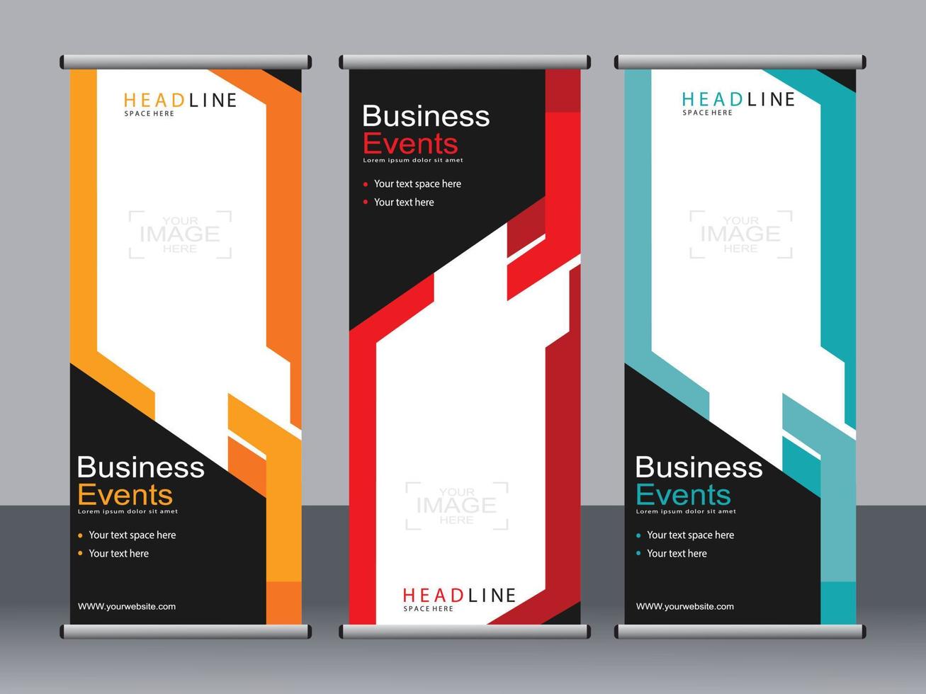 business banner roll up set standee banner mall. vektor