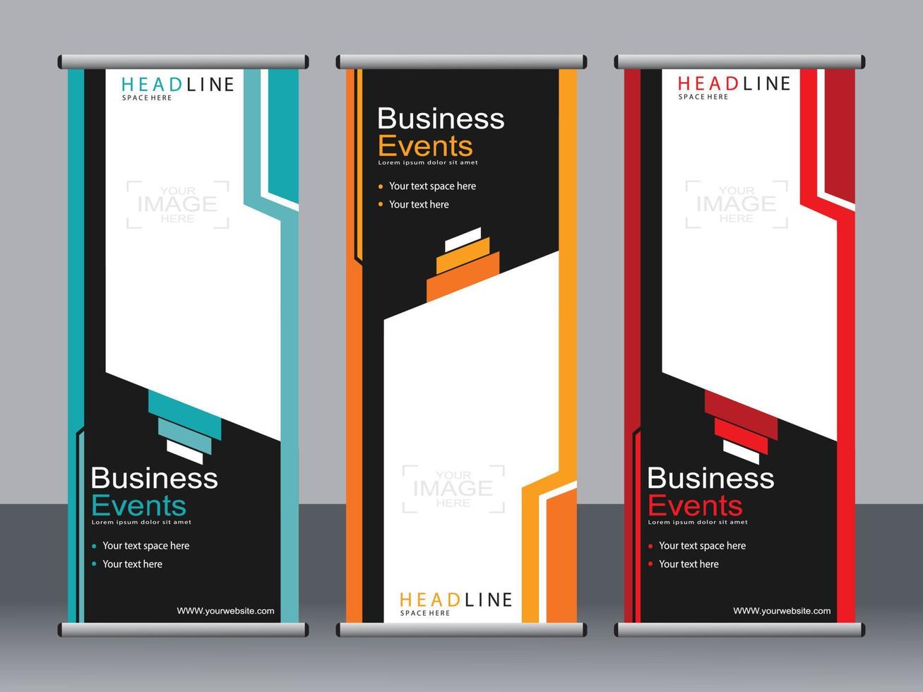 business banner roll up set standee banner mall. vektor