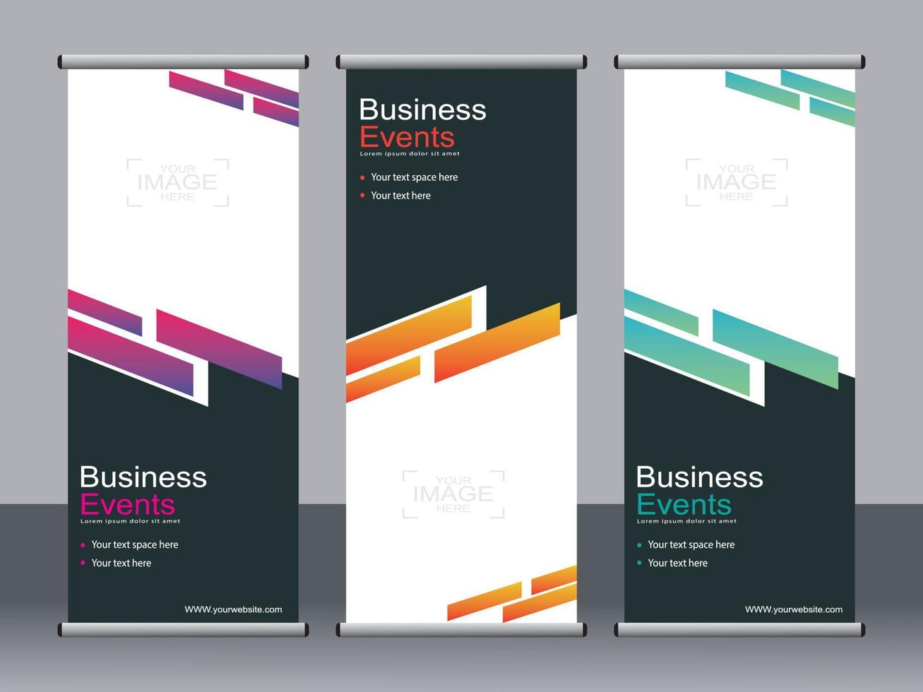 business banner roll up set standee banner mall. vektor