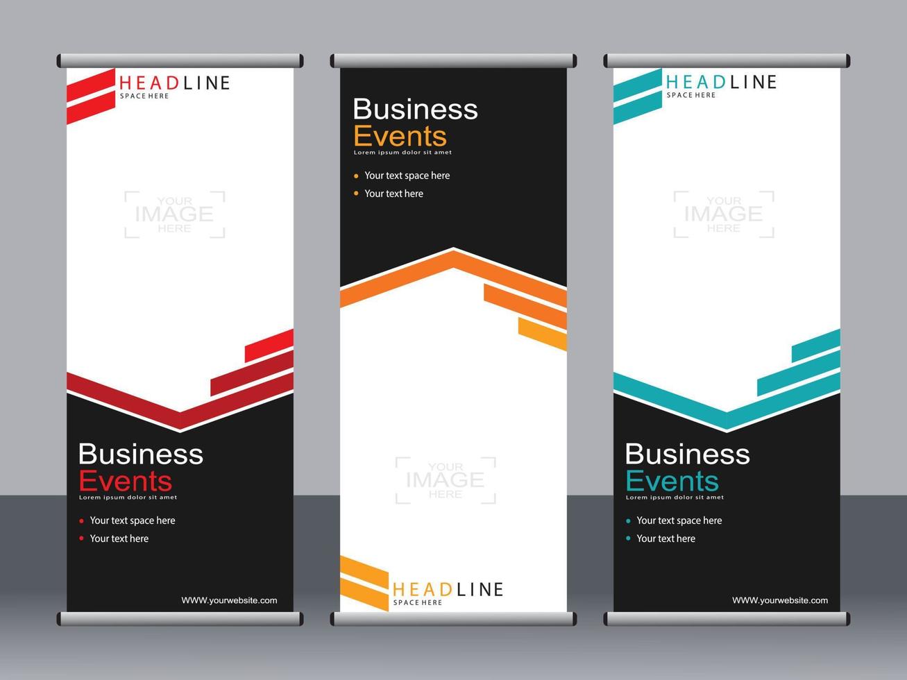 business banner roll up set standee banner mall. vektor