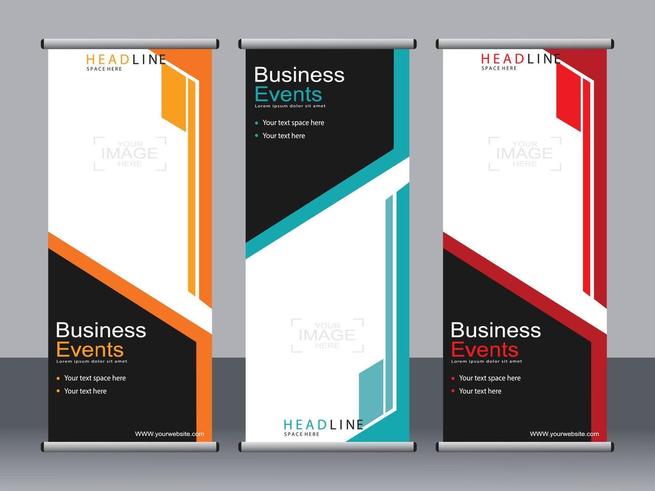 business banner roll up set standee banner mall. vektor