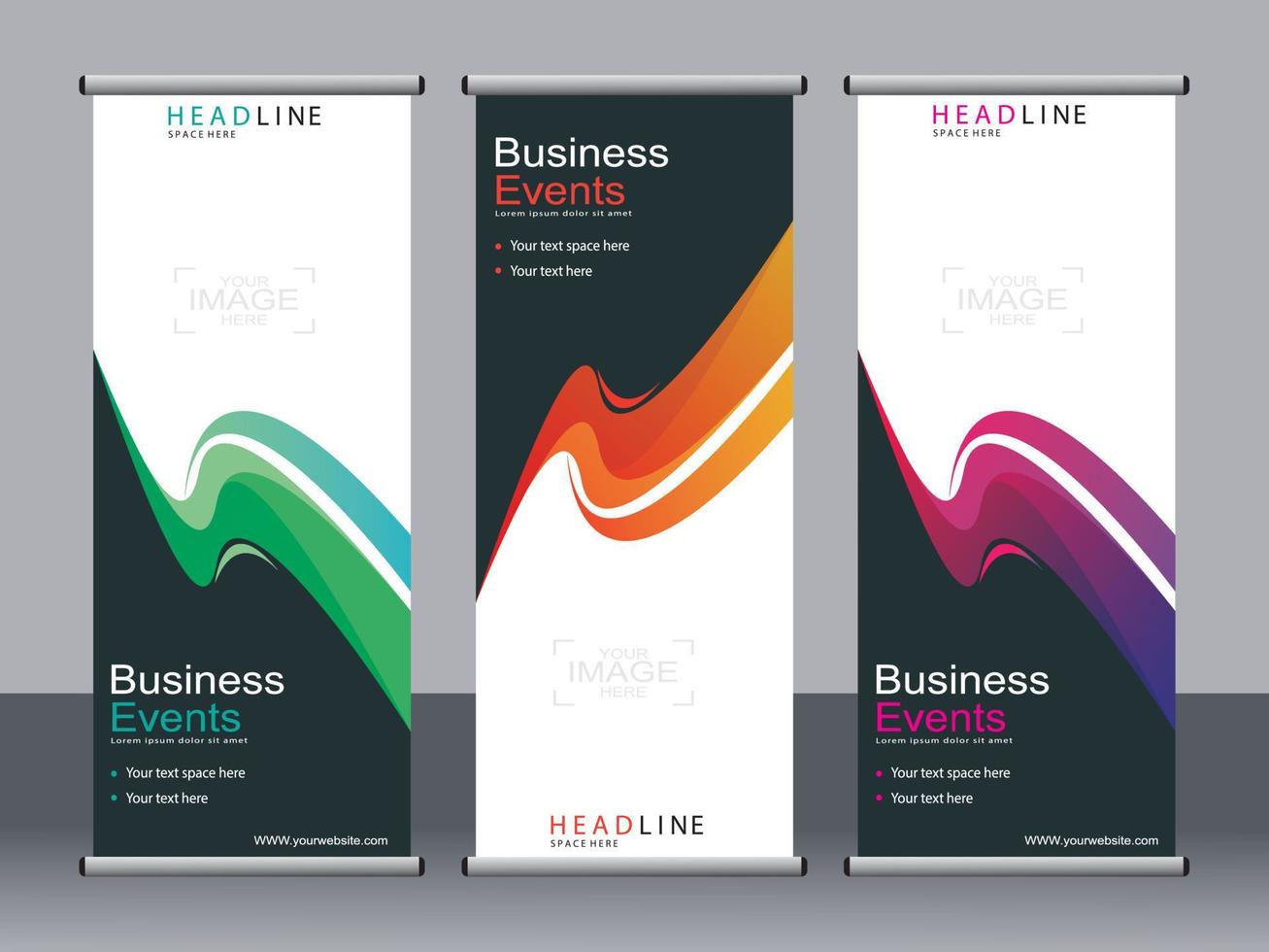 Business-Banner-Roll-up-Set Standee-Banner-Vorlage. vektor