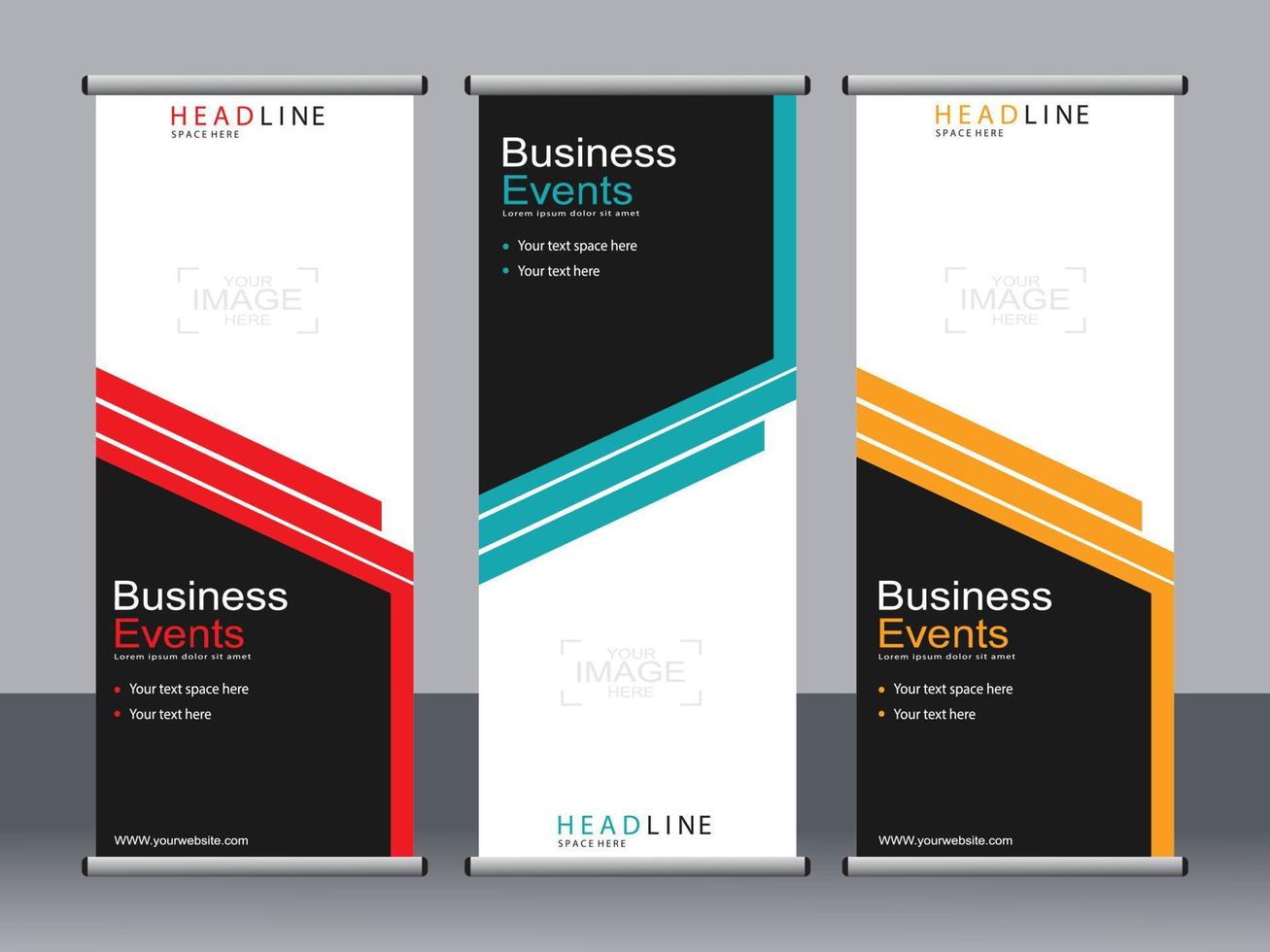 business banner roll up set standee banner mall. vektor