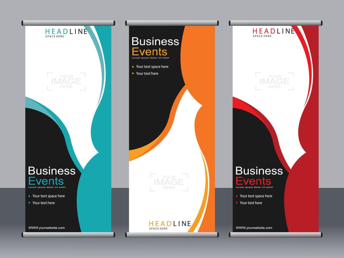 Business-Banner-Roll-up-Set Standee-Banner-Vorlage. vektor