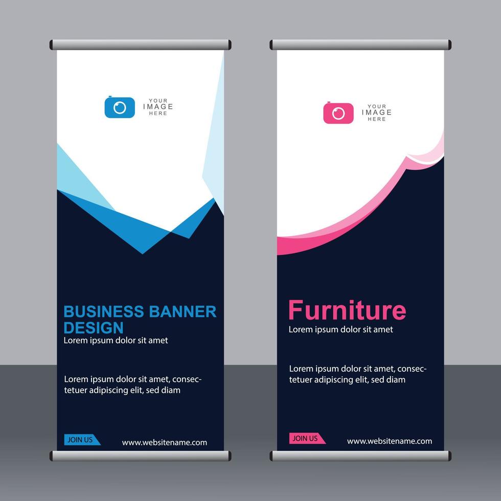 business banner roll up set standee banner mall. vektor