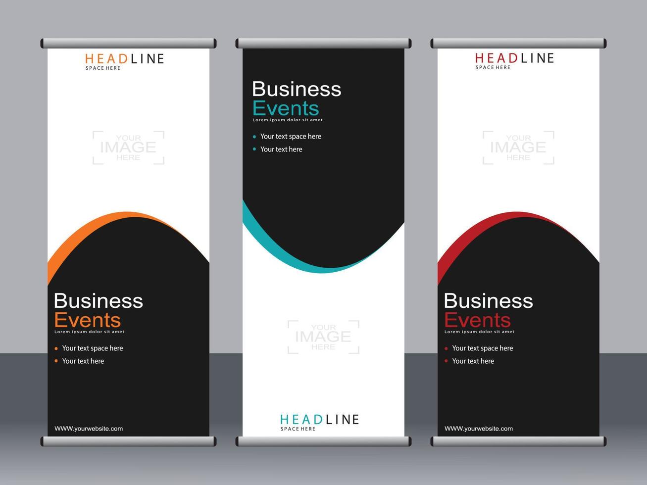 business banner roll up set standee banner mall. vektor