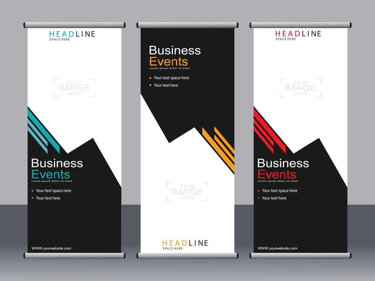 business banner roll up set standee banner mall. vektor