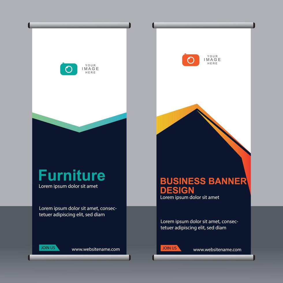 business banner roll up set standee banner mall. vektor