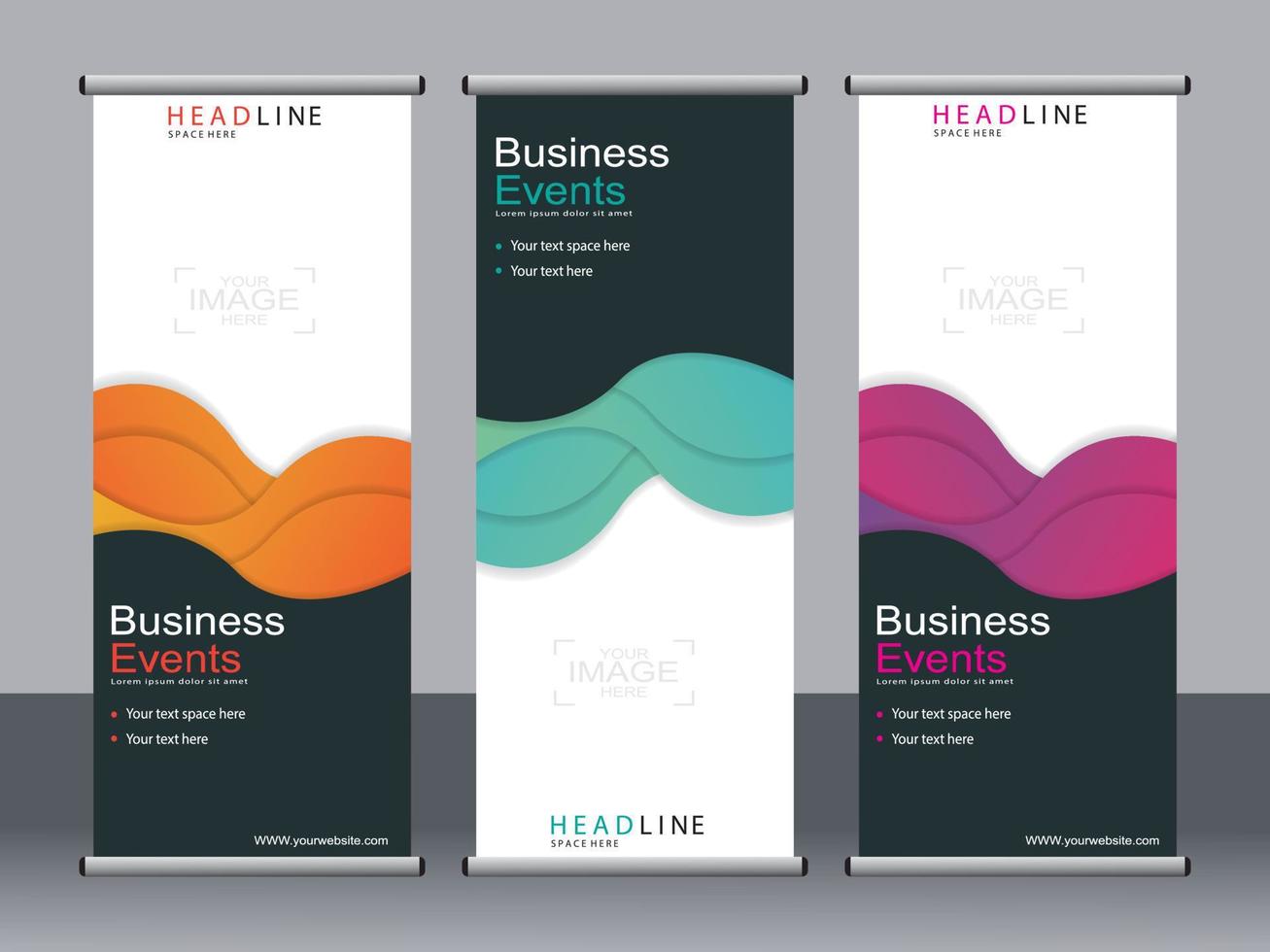 Business-Banner-Roll-up-Set Standee-Banner-Vorlage. vektor