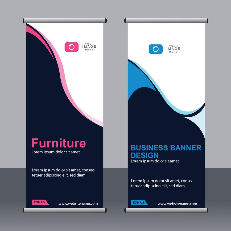 Business-Banner-Roll-up-Set Standee-Banner-Vorlage. vektor