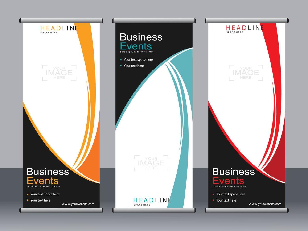 business banner roll up set standee banner mall. vektor