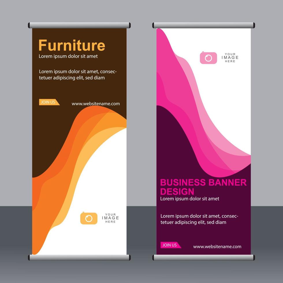 business banner roll up set standee banner mall. vektor