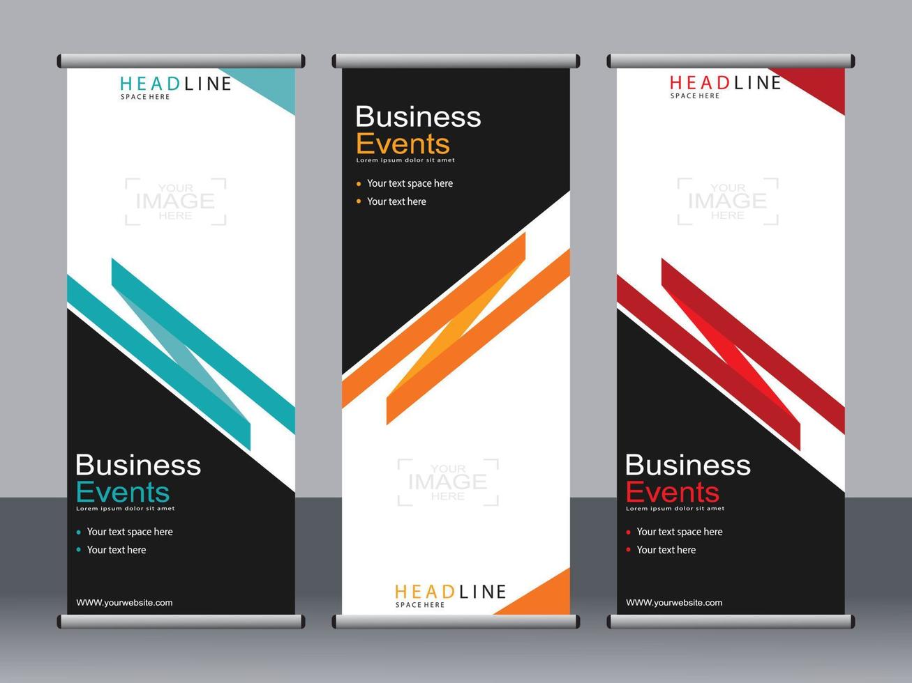 business banner roll up set standee banner mall. vektor