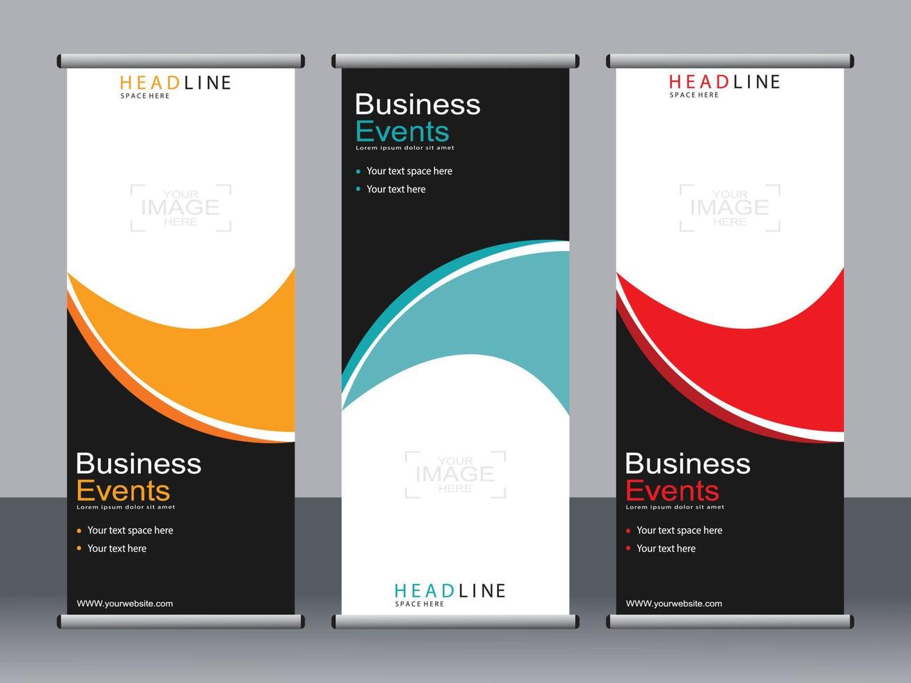 business banner roll up set standee banner mall. vektor