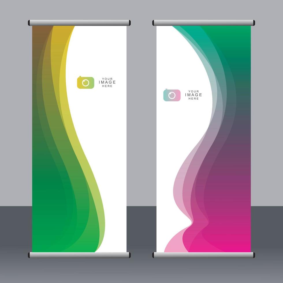 business banner roll up set standee banner mall. vektor